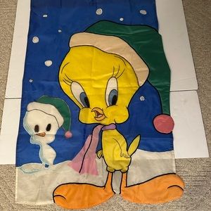 Vintage Christmas House Flag Banner Tweety Bird Looney Tunes 1990’s